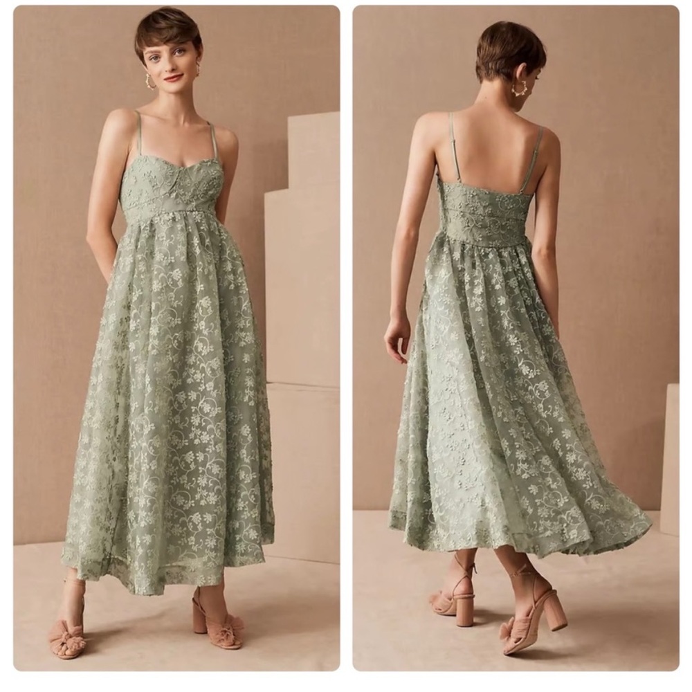 BHLDN Mint Green Lace Midi Dress